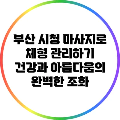 부산 시청 마사지로 체형 관리하기: 건강과 아름다움의 완벽한 조화