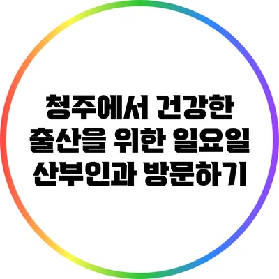 청주에서 건강한 출산을 위한 일요일 산부인과 방문하기