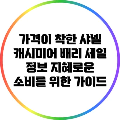 가격이 착한 샤넬 캐시미어 배리 세일 정보: 지혜로운 소비를 위한 가이드