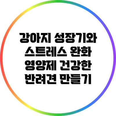 강아지 성장기와 스트레스 완화 영양제: 건강한 반려견 만들기