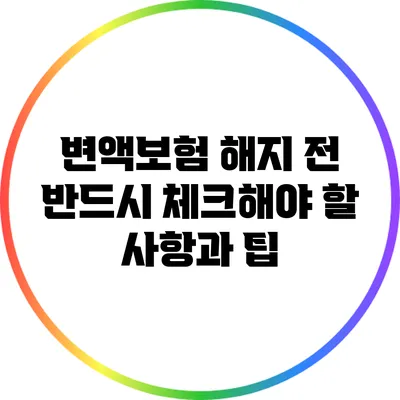 변액보험 해지 전 반드시 체크해야 할 사항과 팁