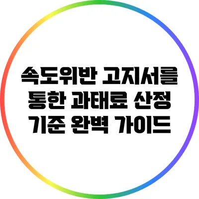 속도위반 고지서를 통한 과태료 산정 기준 완벽 가이드