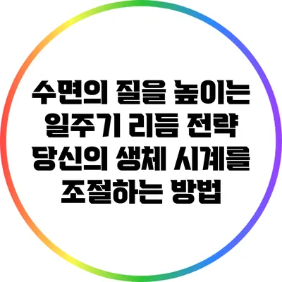 수면의 질을 높이는 일주기 리듬 전략: 당신의 생체 시계를 조절하는 방법
