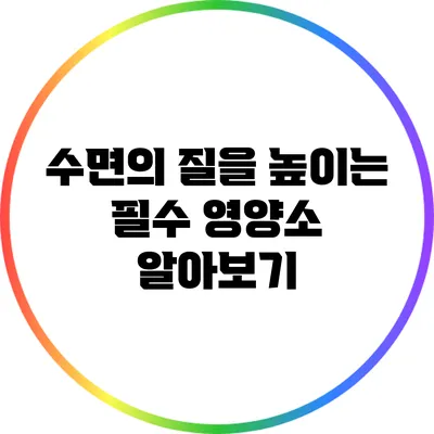 수면의 질을 높이는 필수 영양소 알아보기