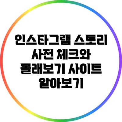 인스타그램 스토리 사전 체크와 몰래보기 사이트 알아보기