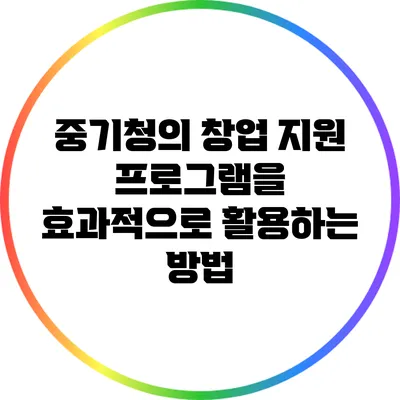 중기청의 창업 지원 프로그램을 효과적으로 활용하는 방법