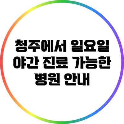 청주에서 일요일 야간 진료 가능한 병원 안내