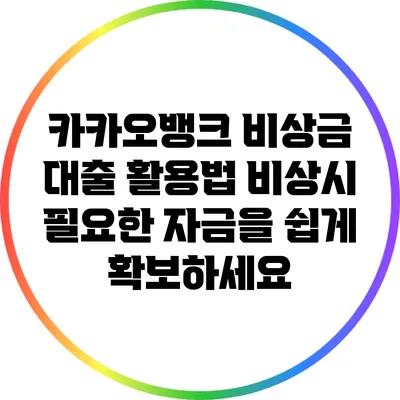 카카오뱅크 비상금 대출 활용법: 비상시 필요한 자금을 쉽게 확보하세요