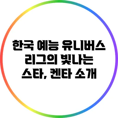 한국 예능 유니버스 리그의 빛나는 스타, 켄타 소개