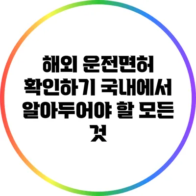 해외 운전면허 확인하기: 국내에서 알아두어야 할 모든 것