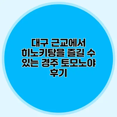 대구 근교에서 히노키탕을 즐길 수 있는 경주 토모노야 후기
