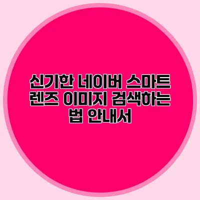 신기한 네이버 스마트 렌즈: 이미지 검색하는 법 안내서