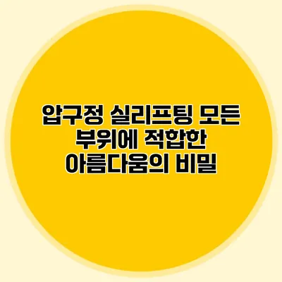 압구정 실리프팅: 모든 부위에 적합한 아름다움의 비밀