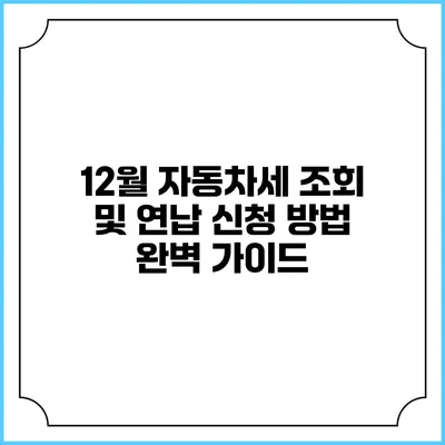 12월 자동차세 조회 및 연납 신청 방법 완벽 가이드
