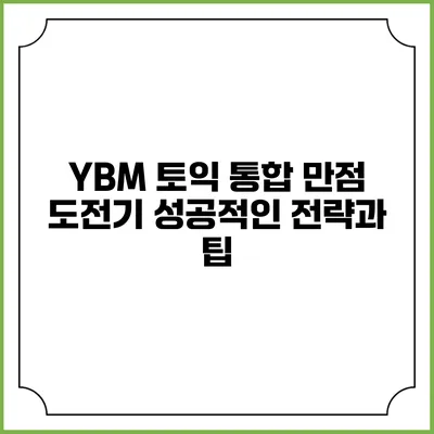 YBM 토익 통합 만점 도전기: 성공적인 전략과 팁