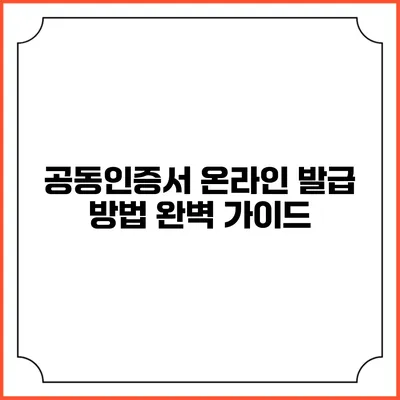 공동인증서 온라인 발급 방법 완벽 가이드