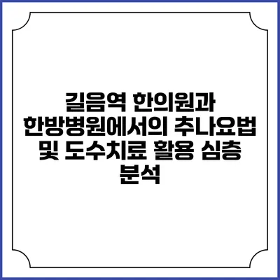 길음역 한의원과 한방병원에서의 추나요법 및 도수치료 활용 심층 분석