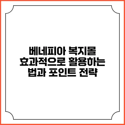 베네피아 복지몰 효과적으로 활용하는 법과 포인트 전략