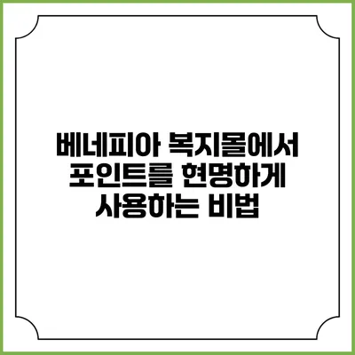 베네피아 복지몰에서 포인트를 현명하게 사용하는 비법