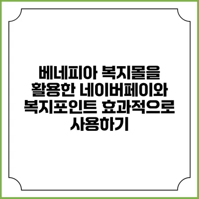 베네피아 복지몰을 활용한 네이버페이와 복지포인트 효과적으로 사용하기