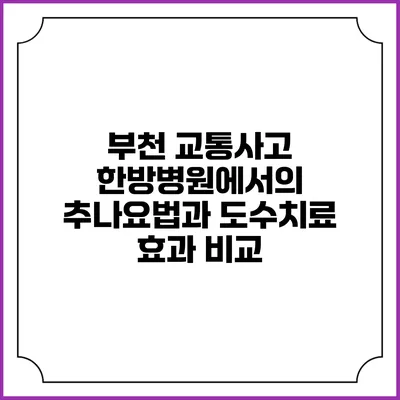 부천 교통사고 한방병원에서의 추나요법과 도수치료 효과 비교