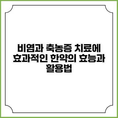 비염과 축농증 치료에 효과적인 한약의 효능과 활용법