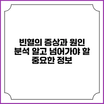 빈혈의 증상과 원인 분석: 알고 넘어가야 할 중요한 정보