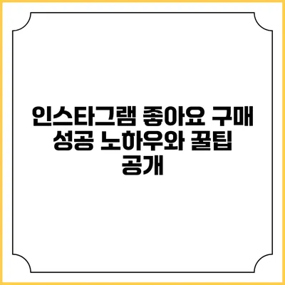 인스타그램 좋아요 구매 성공 노하우와 꿀팁 공개