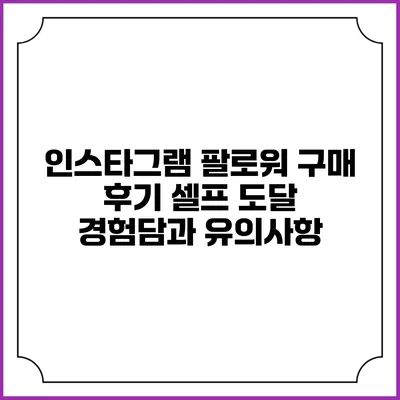 인스타그램 팔로워 구매 후기: 셀프 도달 경험담과 유의사항