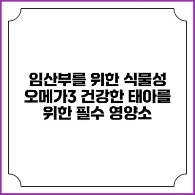 임산부를 위한 식물성 오메가3: 건강한 태아를 위한 필수 영양소