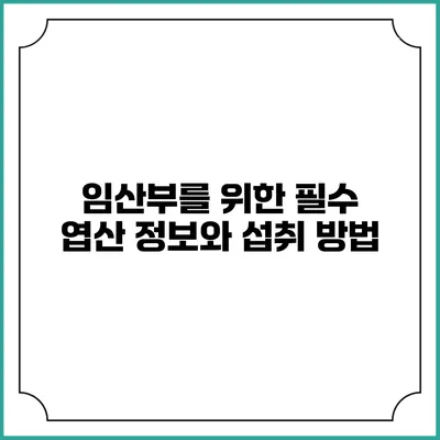 임산부를 위한 필수 엽산 정보와 섭취 방법