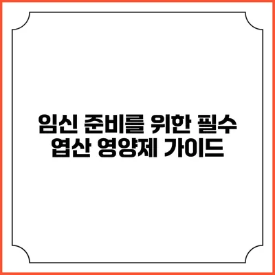 임신 준비를 위한 필수 엽산 영양제 가이드