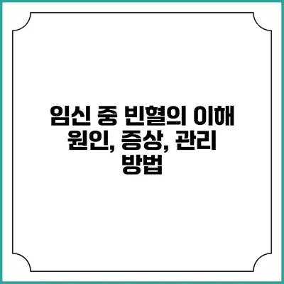 임신 중 빈혈의 이해: 원인, 증상, 관리 방법