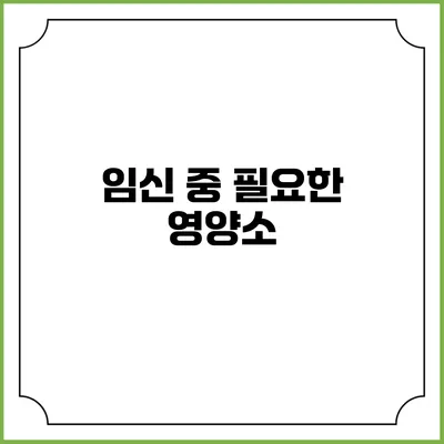 임신 중 필요한 영양소