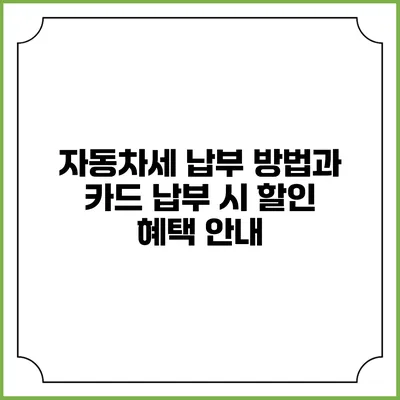 자동차세 납부 방법과 카드 납부 시 할인 혜택 안내