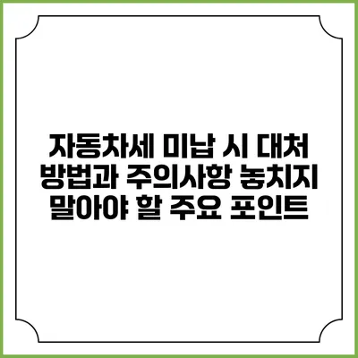 자동차세 미납 시 대처 방법과 주의사항: 놓치지 말아야 할 주요 포인트