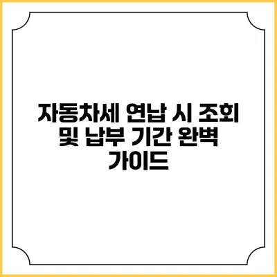 자동차세 연납 시 조회 및 납부 기간 완벽 가이드