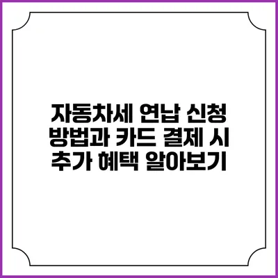 자동차세 연납 신청 방법과 카드 결제 시 추가 혜택 알아보기