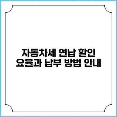 자동차세 연납 할인 요율과 납부 방법 안내