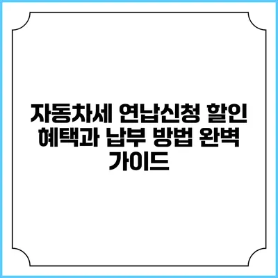 자동차세 연납신청 할인 혜택과 납부 방법 완벽 가이드