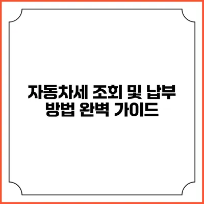 자동차세 조회 및 납부 방법 완벽 가이드
