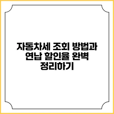 자동차세 조회 방법과 연납 할인율 완벽 정리하기