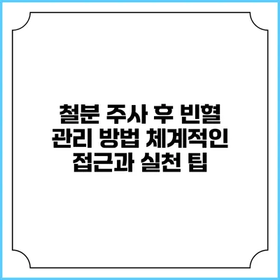 철분 주사 후 빈혈 관리 방법: 체계적인 접근과 실천 팁