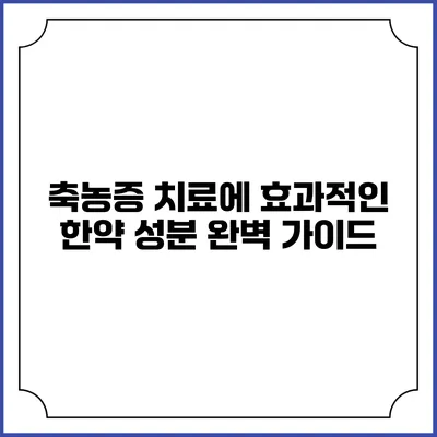 축농증 치료에 효과적인 한약 성분 완벽 가이드