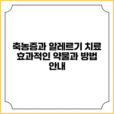 축농증과 알레르기 치료: 효과적인 약물과 방법 안내