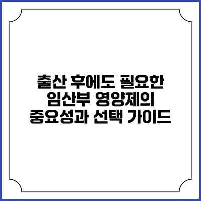 출산 후에도 필요한 임산부 영양제의 중요성과 선택 가이드
