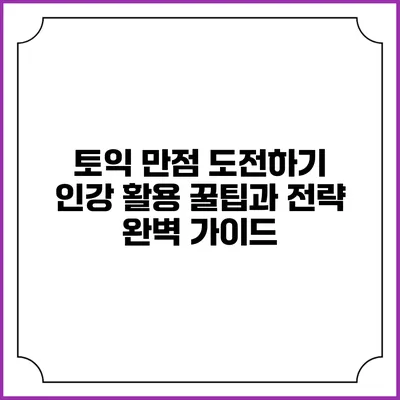 토익 만점 도전하기: 인강 활용 꿀팁과 전략 완벽 가이드
