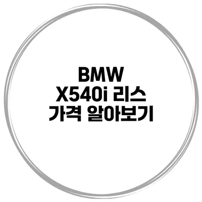 BMW X540i 리스 가격 알아보기