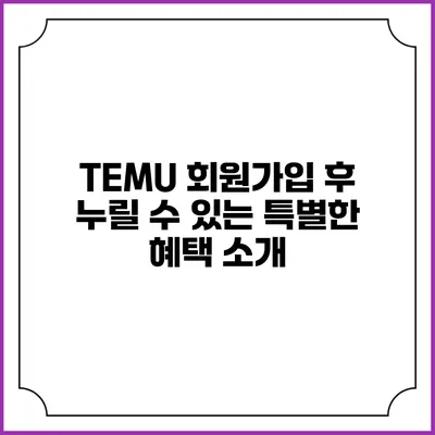 TEMU 회원가입 후 누릴 수 있는 특별한 혜택 소개