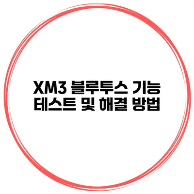 XM3 블루투스 기능 테스트 및 해결 방법